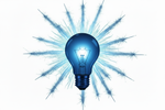 Dark Blue Light Bulb with Flashes